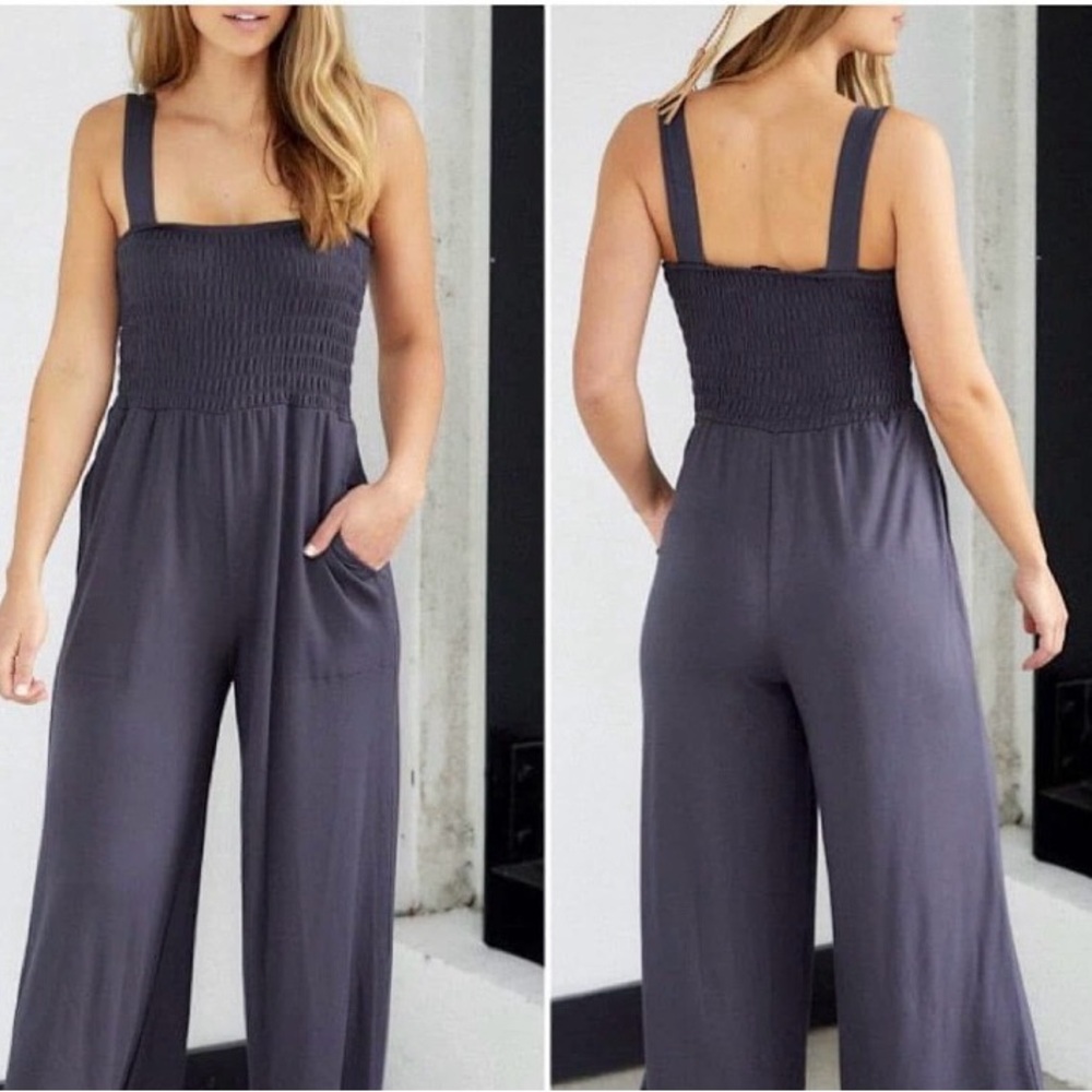 SOLD Z Supply Gray Jumpsuit with Wide-Leg Palazzo Style